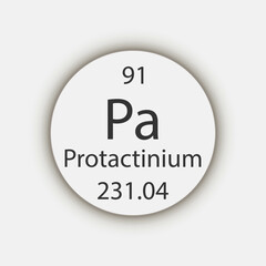 Protactinium symbol. Chemical element of the periodic table. Vector illustration.