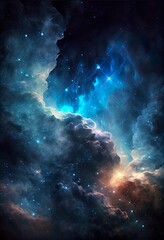 Obraz na płótnie Canvas space background with blue nebula, a galaxy in space, illustration with atmosphere sky