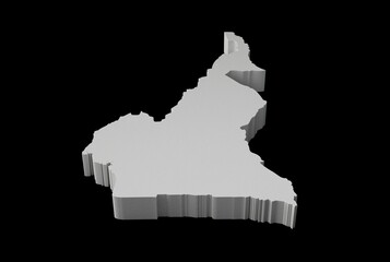 3D map of Cameroon Geography Cartography and topology Black and white illustration