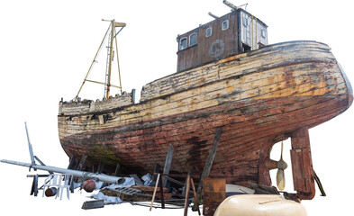 Isolated PNG cutout of a ship wreck on a transparent background