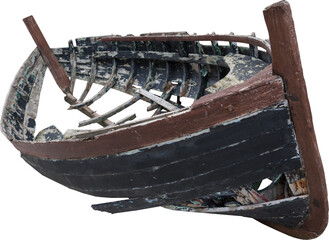 Geïsoleerde PNG-uitsnede van een scheepswrak op een transparante achtergrond