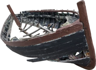 Fotobehang Schipbreuk Geïsoleerde PNG-uitsnede van een scheepswrak op een transparante achtergrond