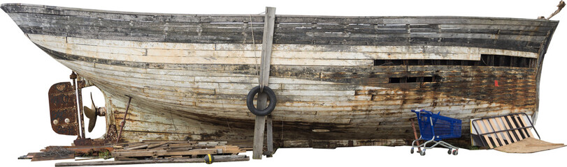Isolated PNG cutout of a ship wreck on a transparent background