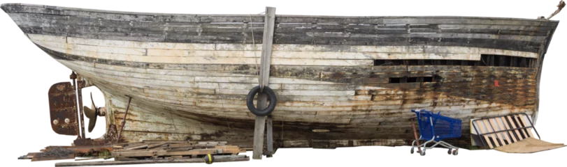 Fotobehang Schipbreuk Isolated PNG cutout of a ship wreck on a transparent background  © NomadPhotoReference