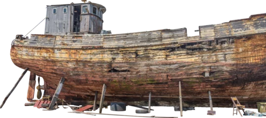 Fotobehang Schipbreuk Isolated PNG cutout of a ship wreck on a transparent background  © NomadPhotoReference