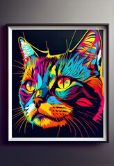 new collection colorful cat head, a painting of a colorful dragon, illustration with cat felidae