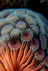 Naklejka na ściany i meble mushroom closeup, a close up of a sea creature, illustration with natural environment