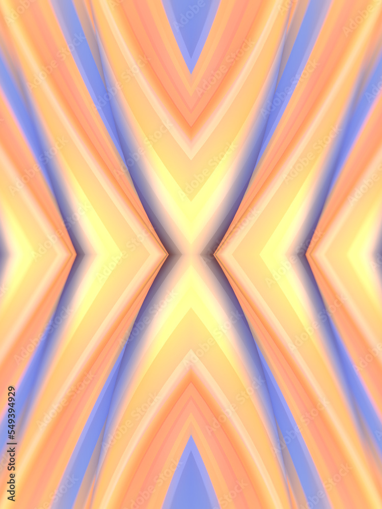 Poster Symmetrical wavy pattern with multi colored texture. 3d rendering digital illustration