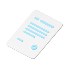Contract 3d with seal. White sheet with blue stripes of abstract text