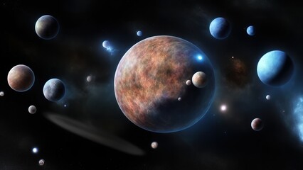 Obraz na płótnie Canvas Planetoid in empty space, 3d rendering.