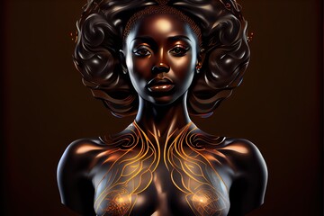 illustration of the black woman, a person with a colorful face, illustration with head eye
