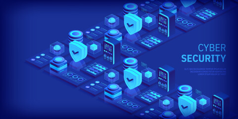 Cyber security. Data protection. Information privacy. Global network security. Technology background for banners, posters, site templates, mobile applications. Vector illustration