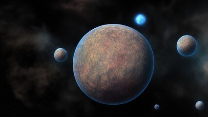 Obraz na płótnie Canvas Large planet in deep space.