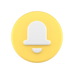 Bell ring cyberspace sound reminder circle yellow badge alert notification 3d icon
