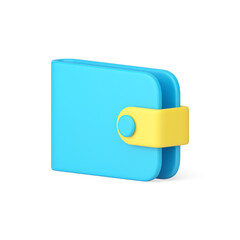 Blue wallet with clasp for cash money storage and carrying financial balance income 3d icon
