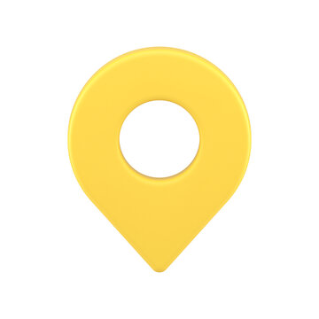 Realistic yellow map pin 3d icon GPS position locate isometric illustration