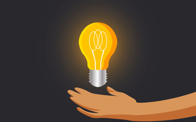 Electric lamp. Take care of the light and heat. Shutdown and saving electricity in Ukraine. Vector.