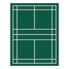 Badminton court in flat design on white background. Vector illustration.