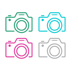 Set of Camera flat web icon, photography digital design, retro equipment symbol vector illustration