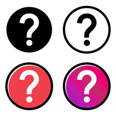 Set of Question icon mark, help or ask bubble graphic symbol, web faq vector illustration