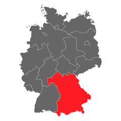 Obraz premium Germany map icon of Bavaria, geography blank concept, isolated graphic background vector illustration