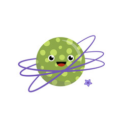 Planet with orbit. Cartoon. Flat, cartoon, vector