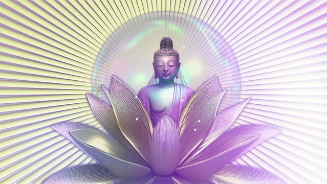 Buddha sitting in Lotus, 3D illustration, Meditation Animation