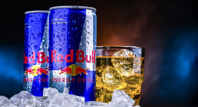 Cans of Red Bull, a popular energy drink