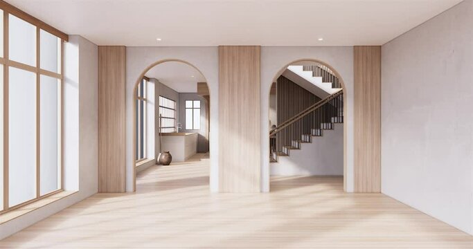 Mock up Kitchen room japanese style,white wall mock up.3D rendering