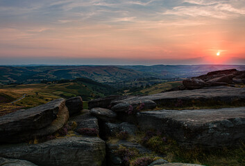 sunset in the mountains, Higger Tor