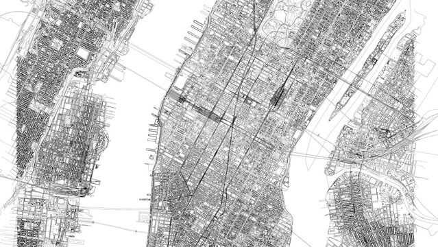 3D illustration of New York mass building