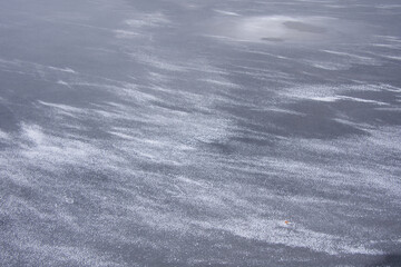 Lake in the Canadian forest after the first snows of November. Province of Quebec