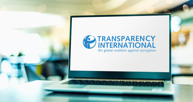 Laptop Computer Displaying Logo Of Transparency International