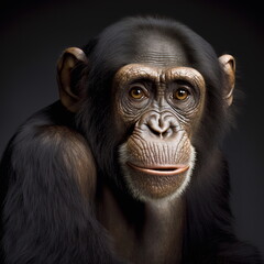 Chimpanzee Face Close Up Portrait - AI illustration 03