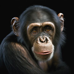 Chimpanzee Face Close Up Portrait - AI illustration 04