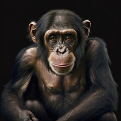 Chimpanzee Face Close Up Portrait - AI illustration 05