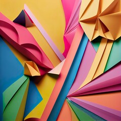 abstract paper shapes background, a group of colorful paper, illustration with colorfulness light
