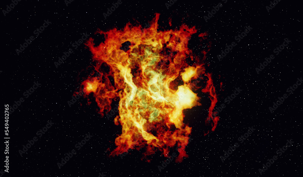 Poster colorful space background with nebula and stars. 3d rendering.