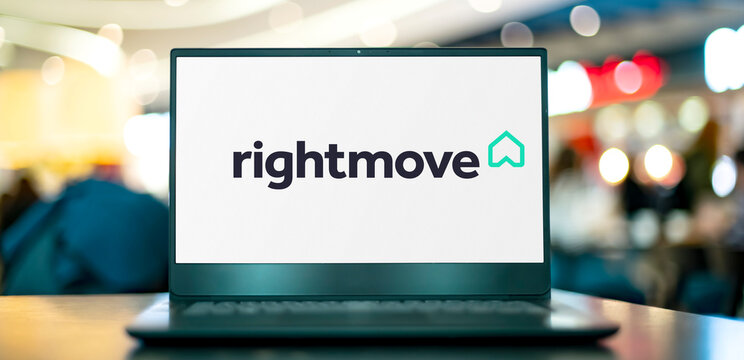 Laptop computer displaying logo of Rightmove