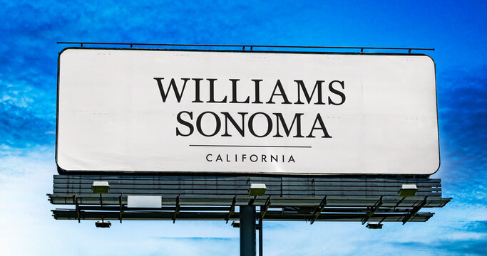 Advertisement billboard displaying logo of Williams-Sonoma