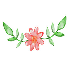 Pink flowers watercolor painting on transparent background.Element file png .
