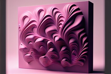 3d render of pink abstract, background pattern, illustration with purple rectangle