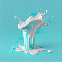 3d, milk splash clip art, map, illustration with liquid azure - obrazy, fototapety, plakaty