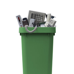 PNG file no background Waste bin full of e-waste