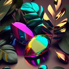 3d, abstract colorful iridescent glass, background pattern, illustration with light art