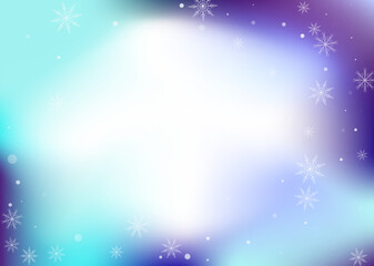 Snowflakes. Snow, snowfall. Falling scattered white snowflakes on a white-blue gradient background. Vector