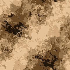 Full seamless watercolor camouflage texture print pattern. Usable for Jacket Pants Shirt and Shorts. Army textile fabric. Unique tie dye military camo. Vector illustration.