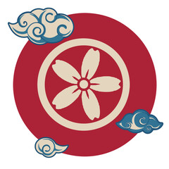 traditional Japanese decorations and frames and icons.