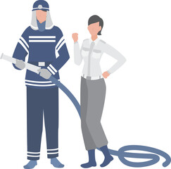 消防士の男性とレスキュー隊員の女性