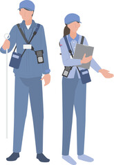 水道の調査業務に努める男性と女性